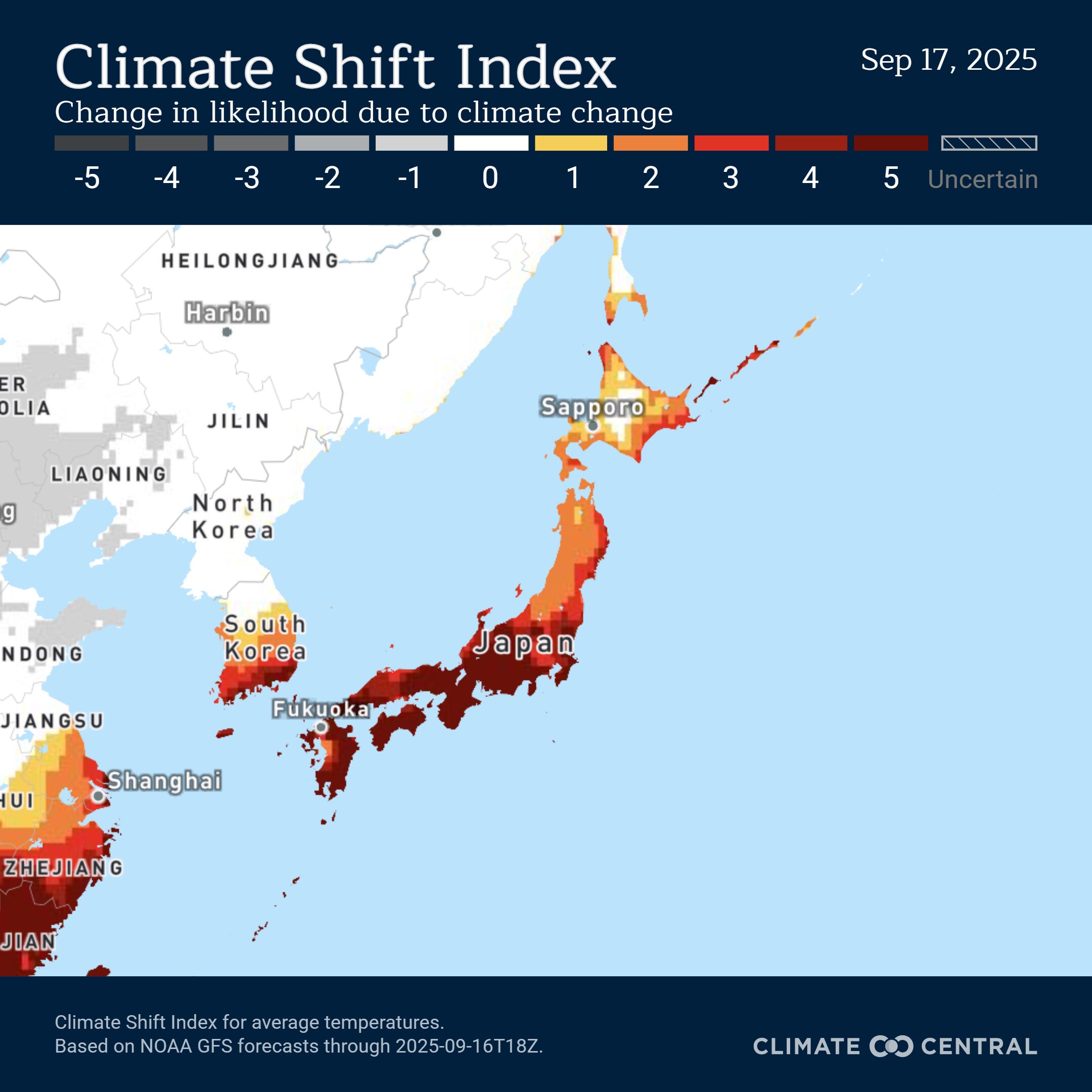 日本列島の気温がどれだけ地球温高の影響を受けているか