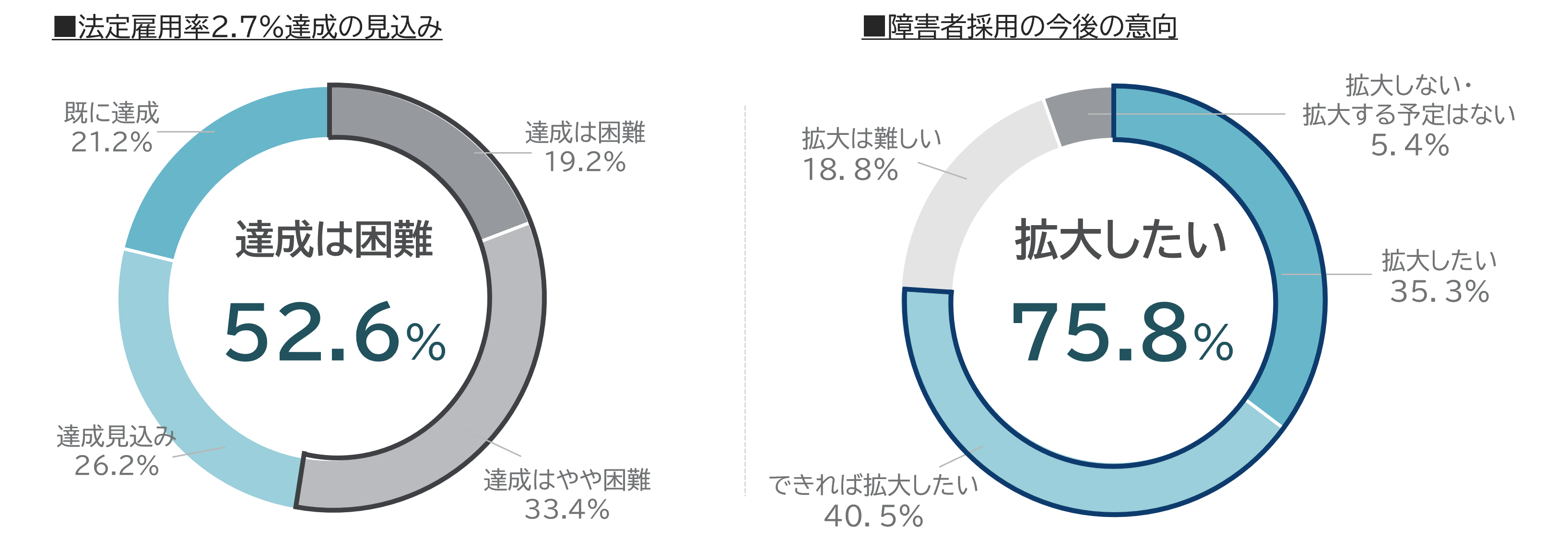 障がい者の法定雇用率2.7%の達成、採用後の活躍支援に課題も