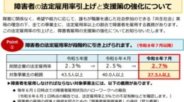障がい者の法定雇用率、26年7月から2.5%から2.7％に引き上げ